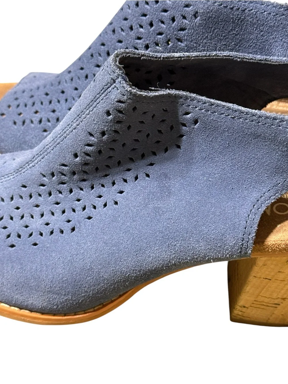 TOMS Elba Suede Blue Lace-Up Back Peep-Toe Heeled Sandals/Ankle Booties US 6.5